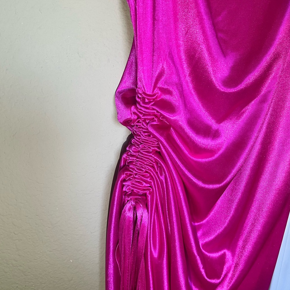 Pink Ruched Night Out Dress - Picture 3 of 5